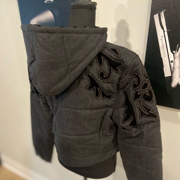 Free People Fleur De Lis Denim Puffer Jacket / Washed Black - Picture 6 of 11